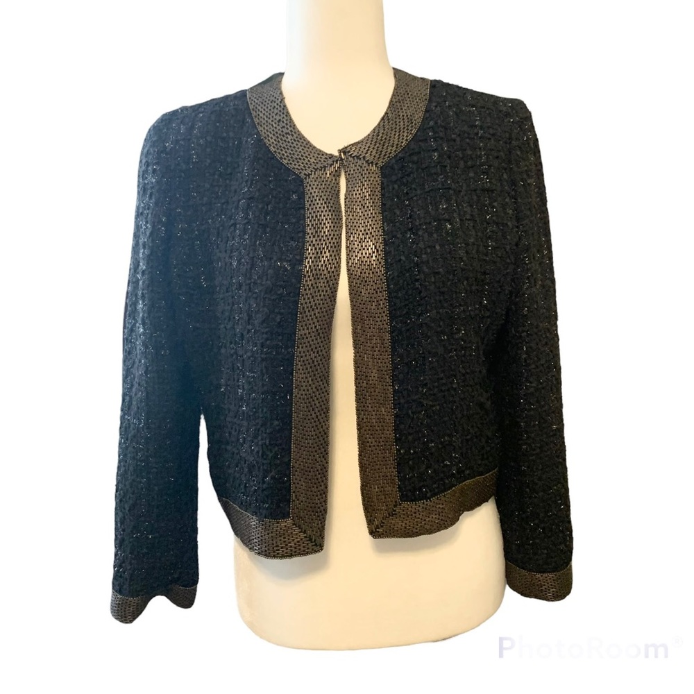 NWOT Parker Black Metallic Tweed Blazer Demure Luxury